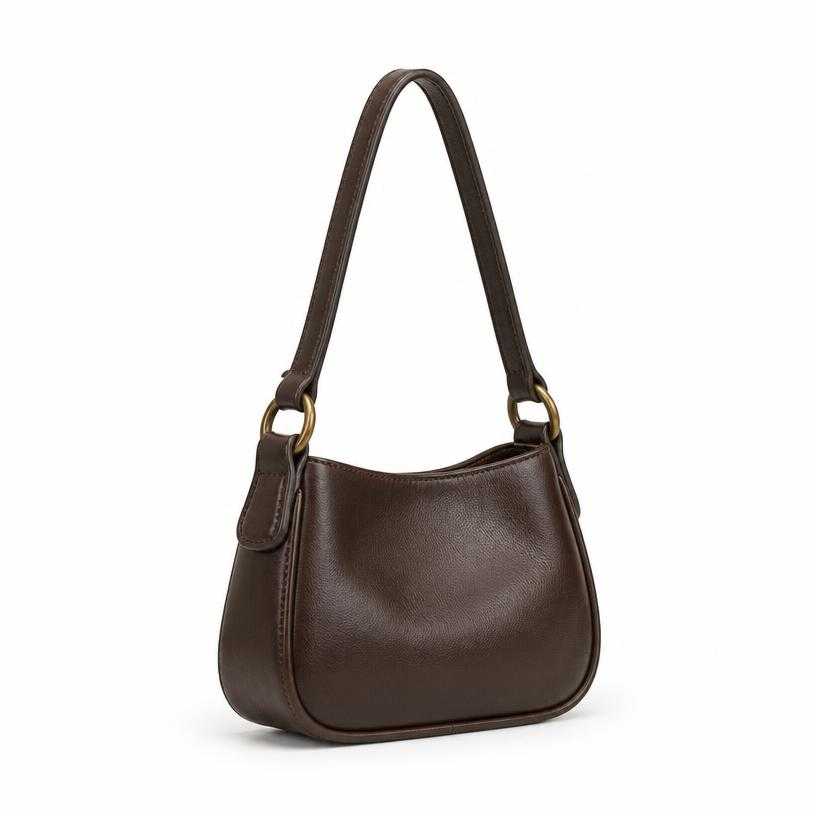 Generated item image of dark brown structured leather shoulder bag