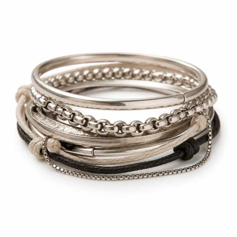 Generated item image of silver stacked bracelets