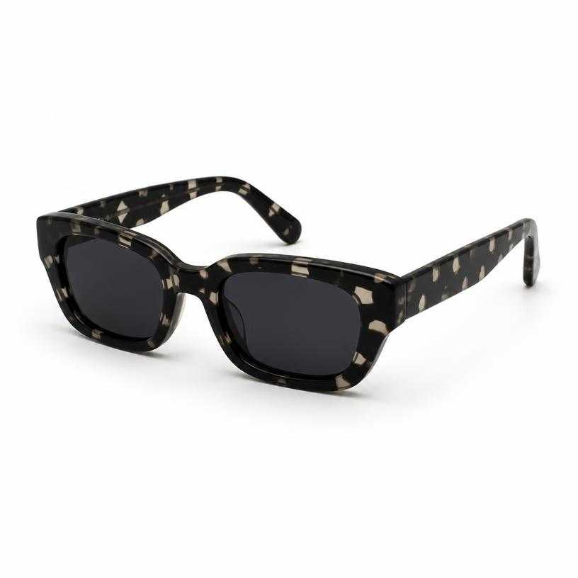 Generated item image of black with light patterning dark lenses glossy plastic sunglasses