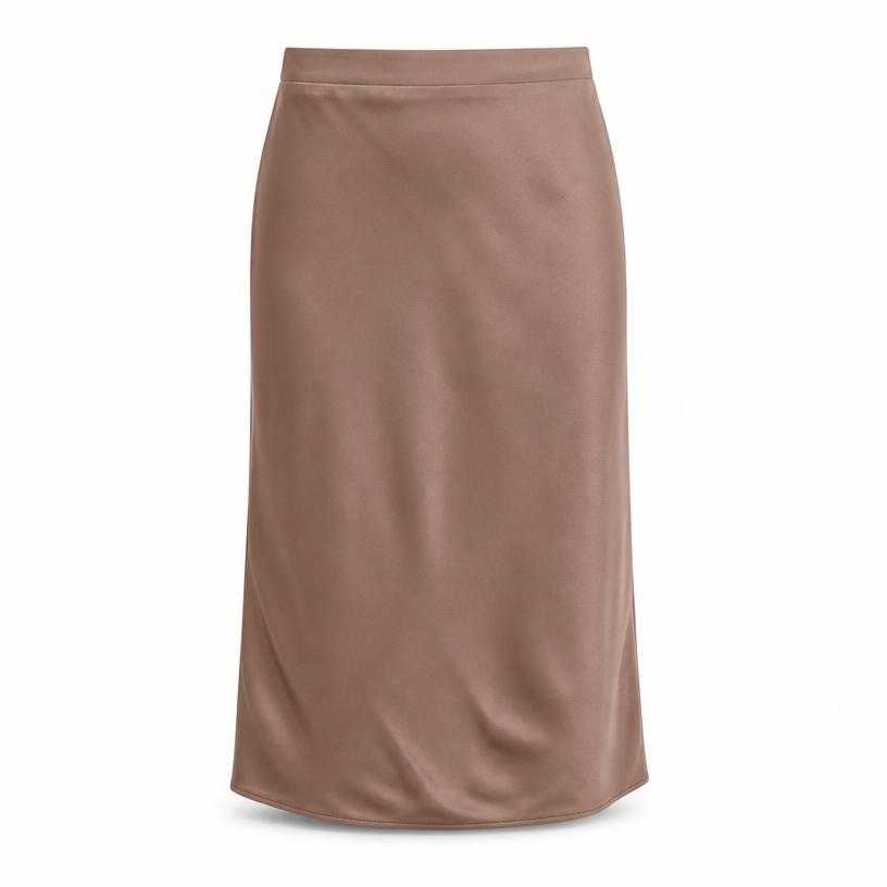 Generated item image of relaxed taupe brown straight midi skirt