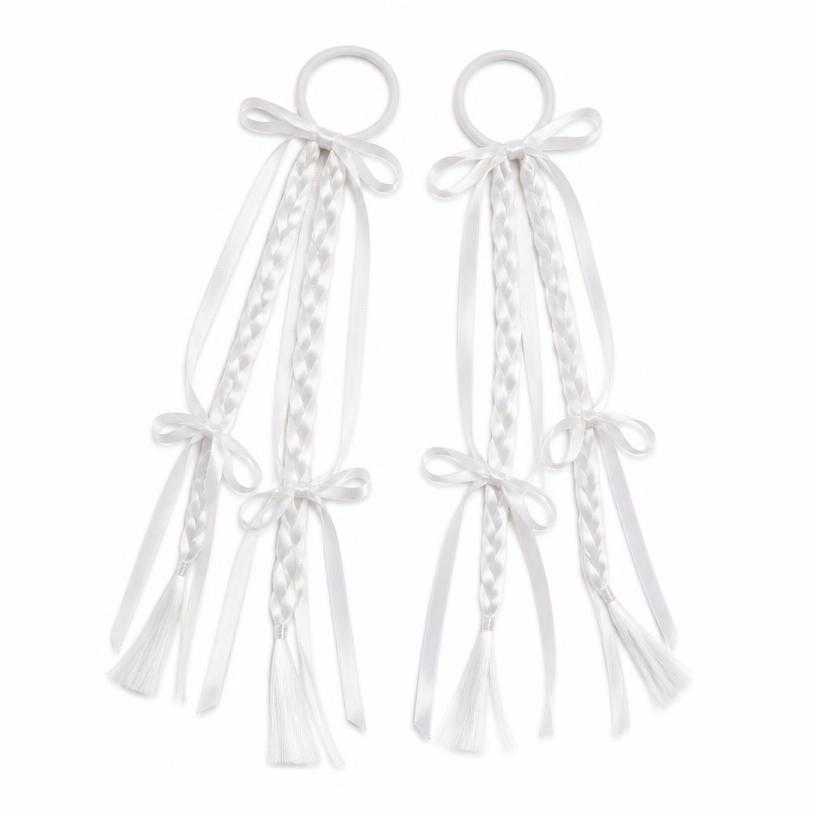 Generated item image of white trailing bows satin ribbon hair ties