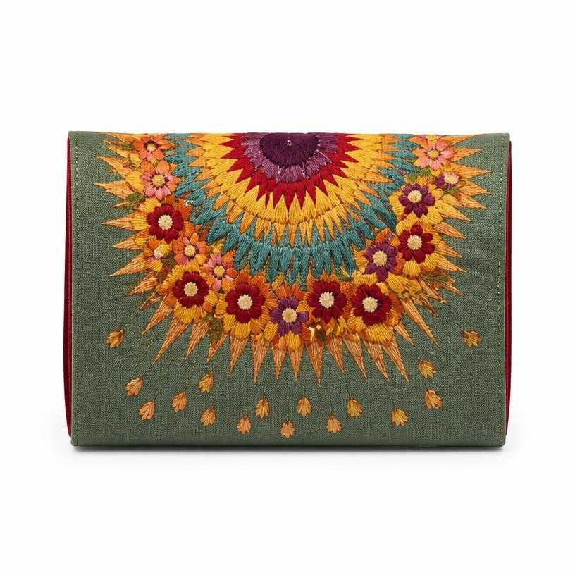 Generated item image of multicolor embroidered textile clutch