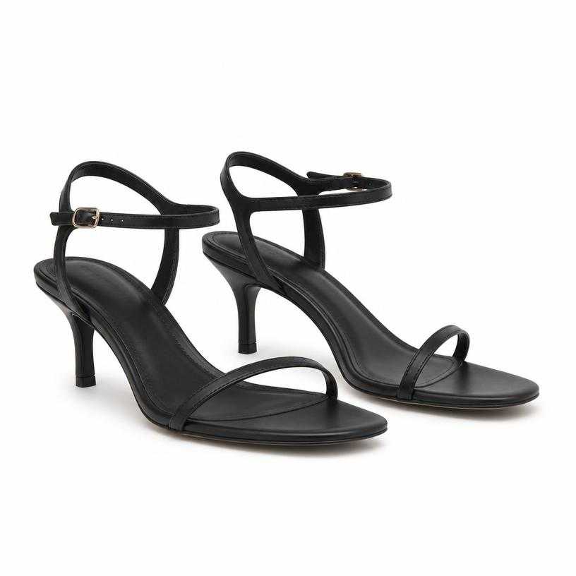 Generated item image of black thin-strap heeled sandals