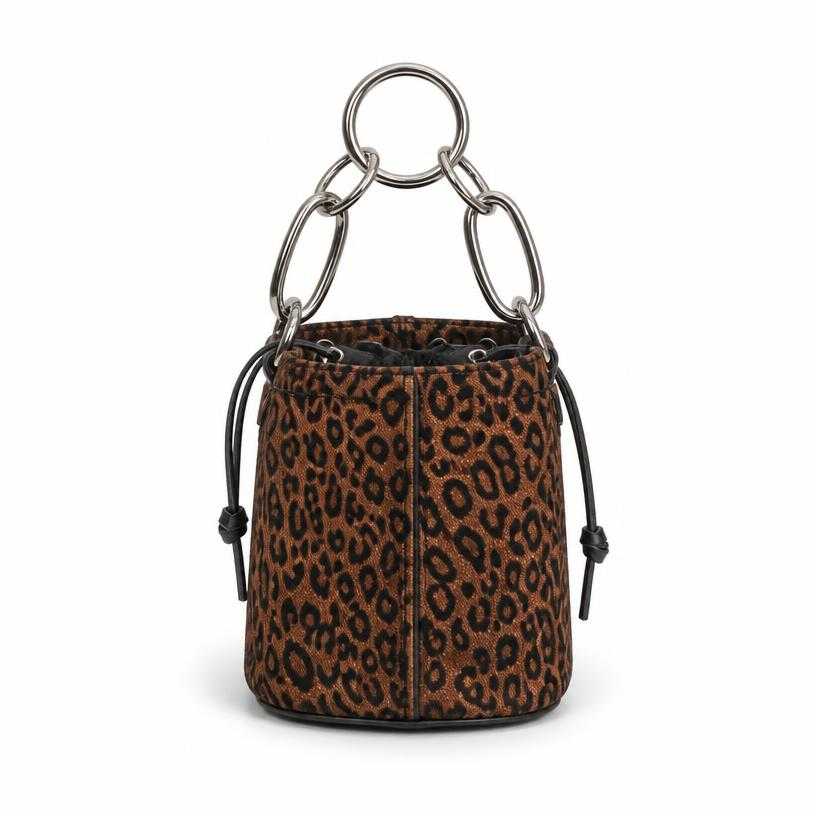 Generated item image of brown black leopard print textile mini handbag