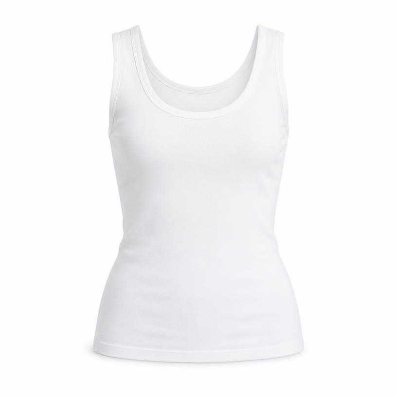 Generated item image of fitted white scoop neckline cotton jersey tank top