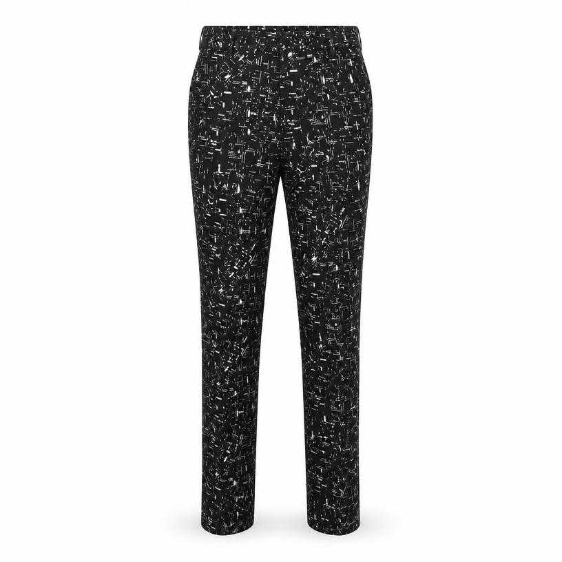 Generated item image of fitted black and white abstract dash woven suiting trousers