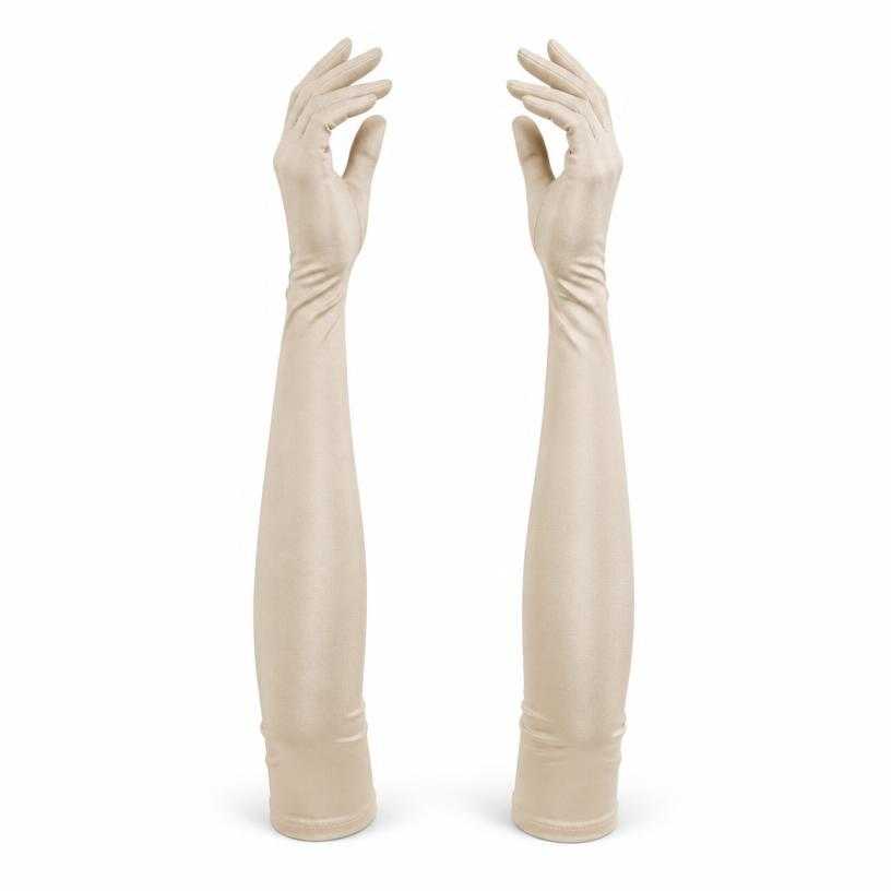 Generated item image of fitted champagne beige long stretch fabric gloves