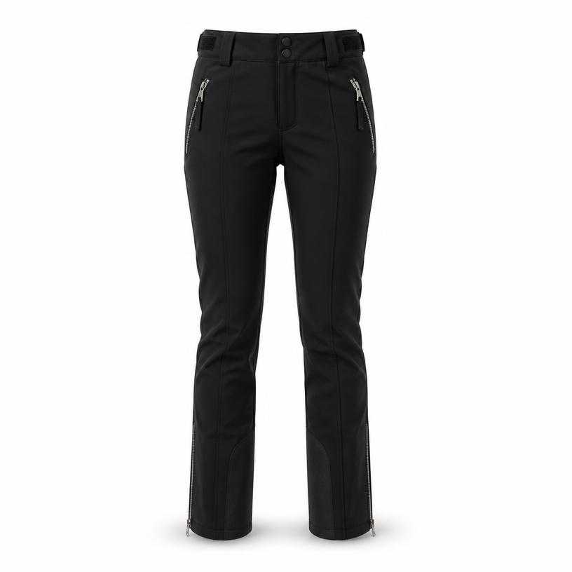 Generated item image of fitted black slim leg technical woven fabric snow pants