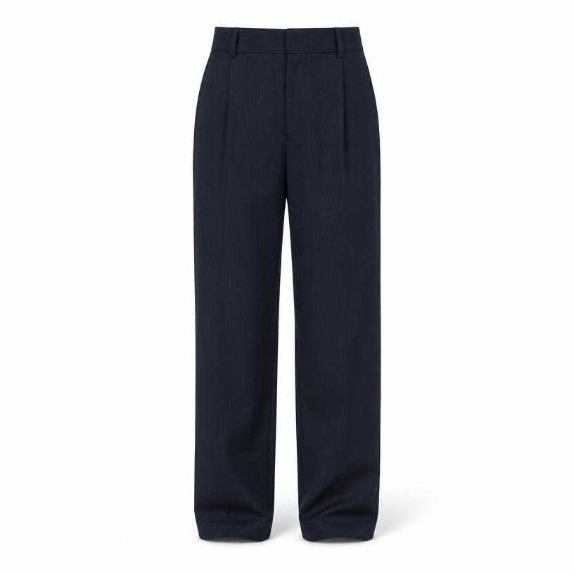 Generated item image of relaxed dark navy high-waisted trousers