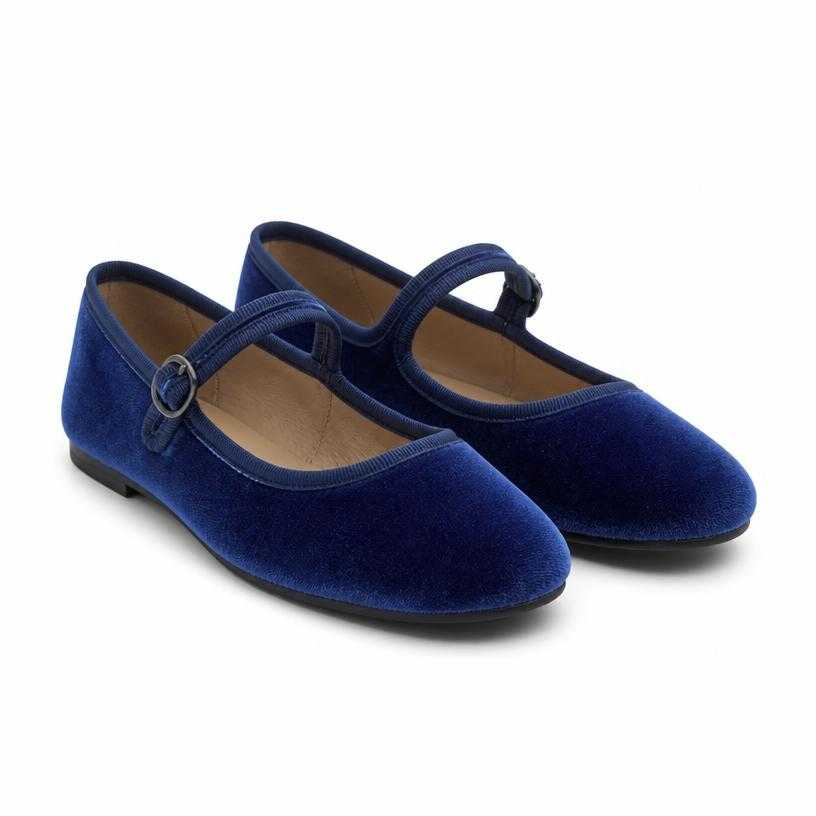 Generated item image of fitted blue rounded toe mary jane flats