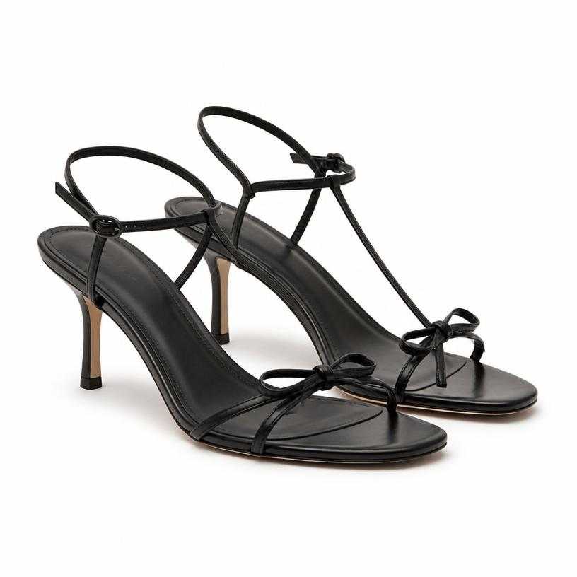 Generated item image of black strappy heeled sandals