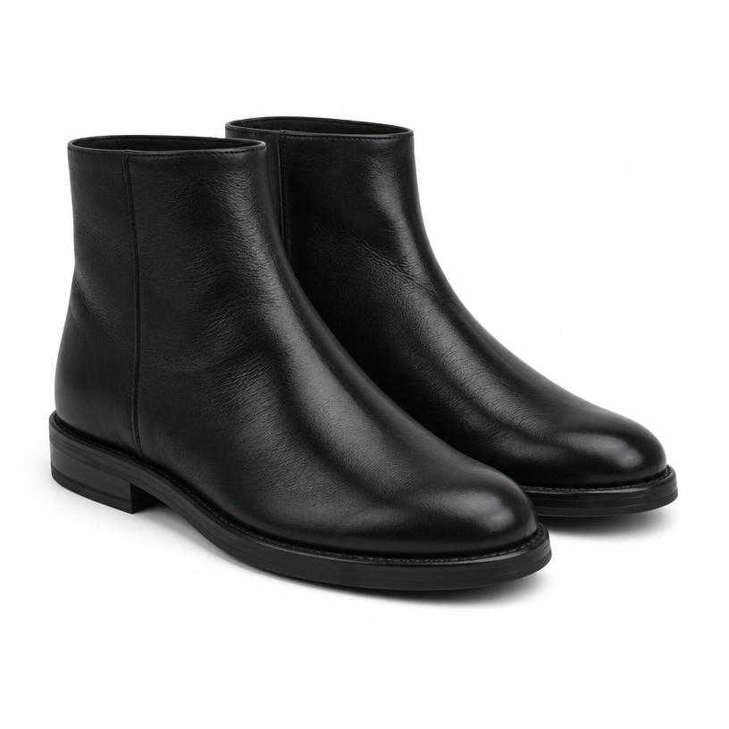 Generated item image of relaxed black ankle leather boots