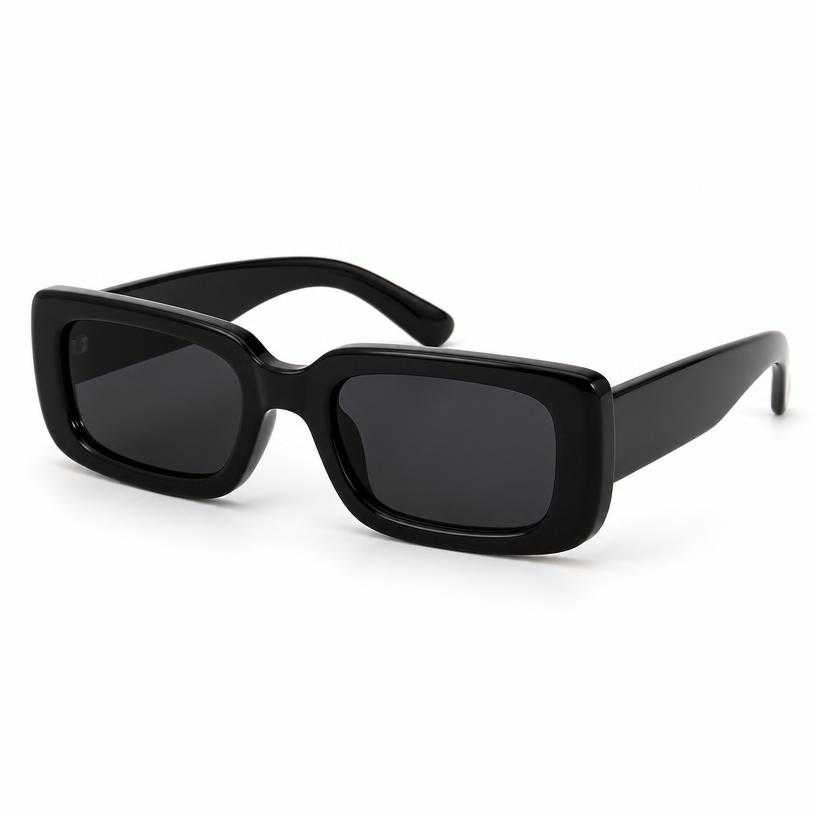 Generated item image of black rectangular glossy plastic-like frame sunglasses