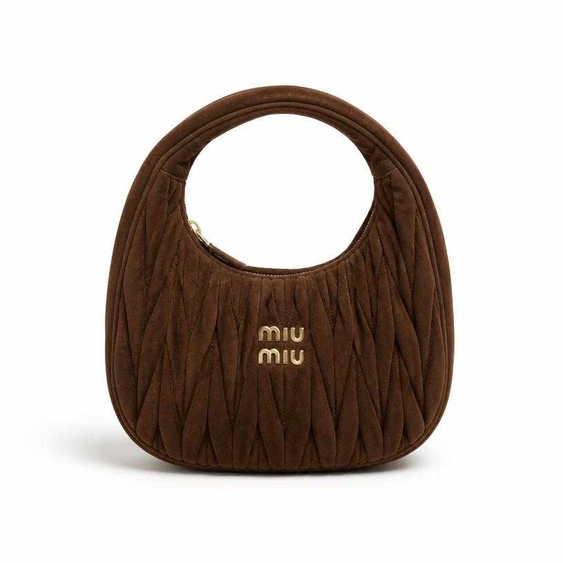Generated item image of chocolate brown ruched top-handle bag