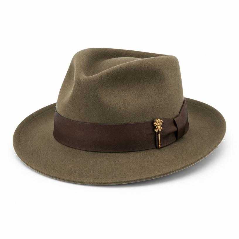 Generated item image of olive tan wide-brim felt hat