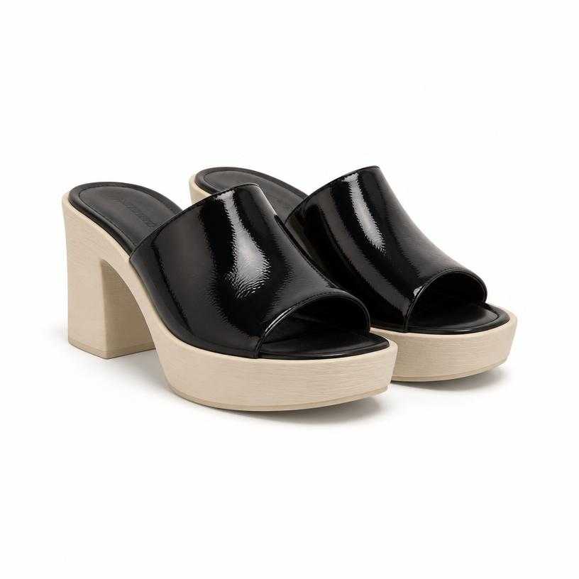 Generated item image of black and cream platform sole slide sandals