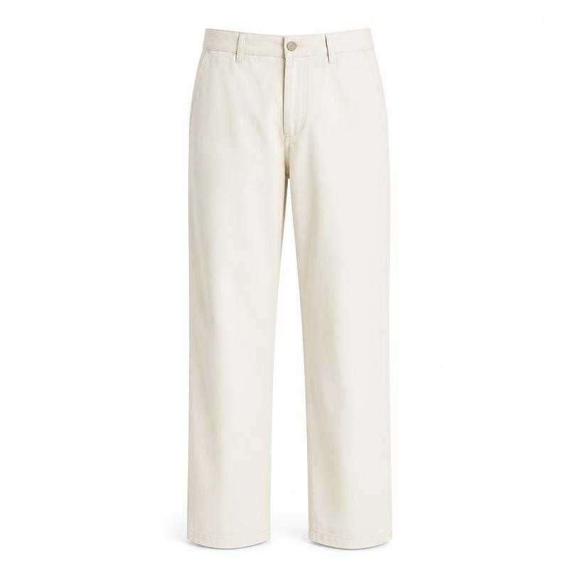 Generated item image of relaxed cream straight-leg cotton twill-like fabric trousers