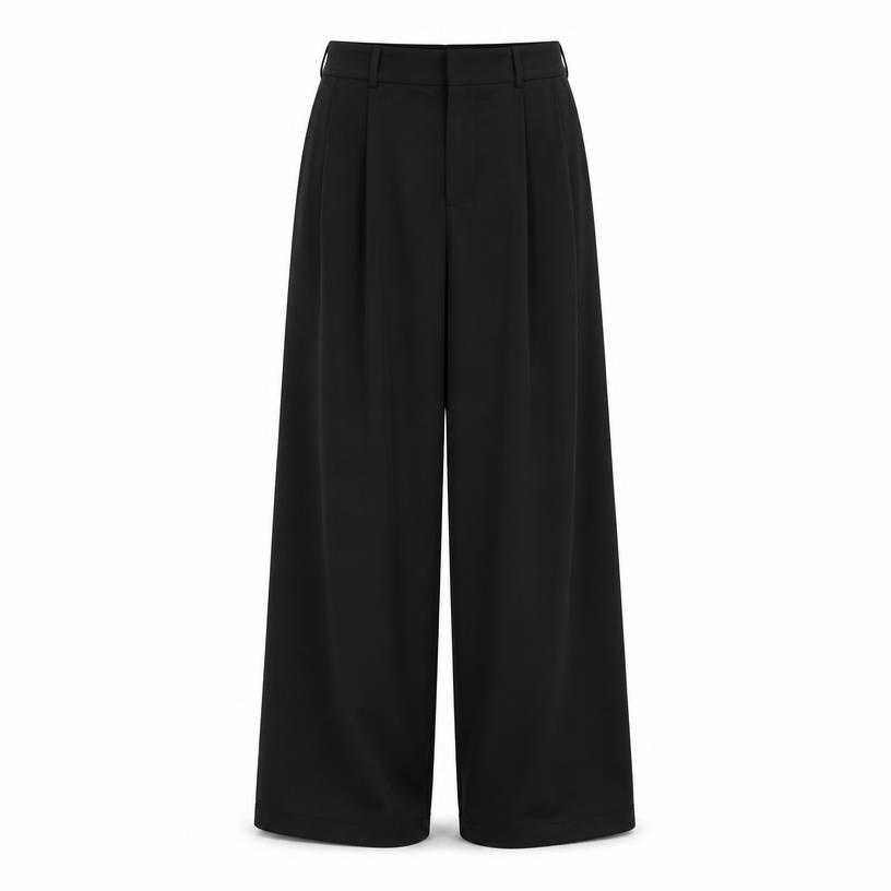 Generated item image of relaxed black wide-leg trousers