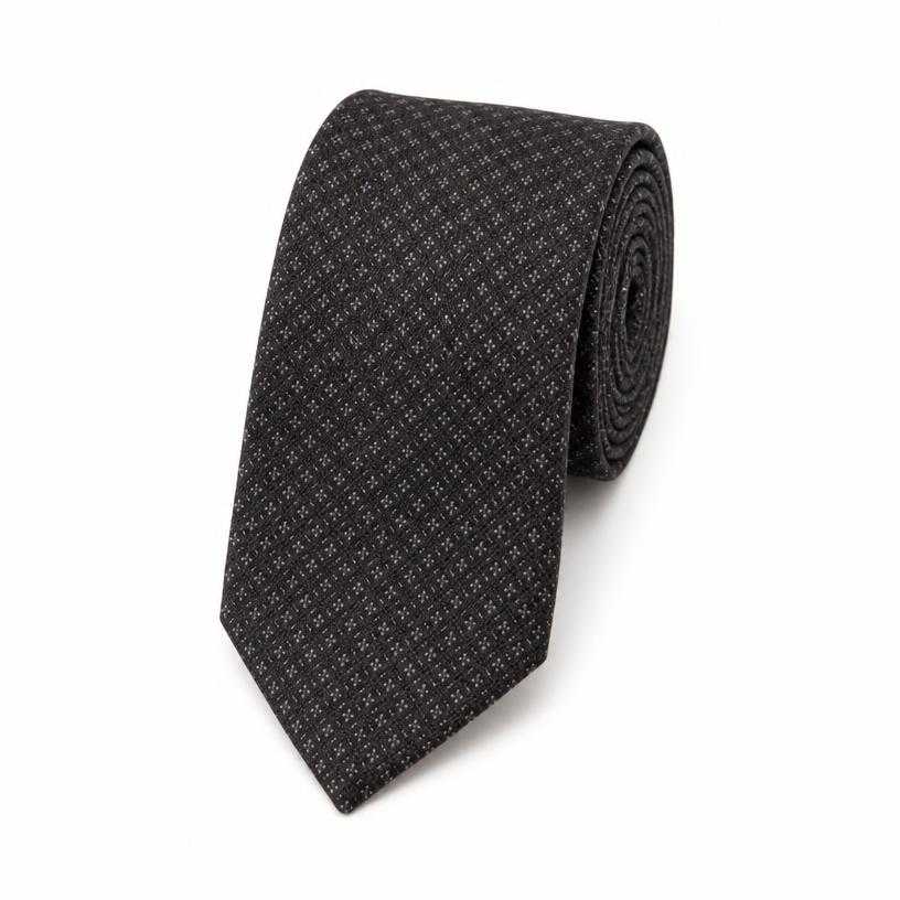 Generated item image of dark grey patterned woven fabric necktie