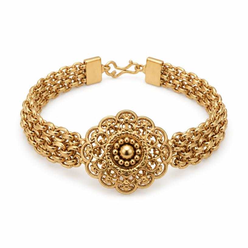 Generated item image of fitted gold medallion metal choker necklace