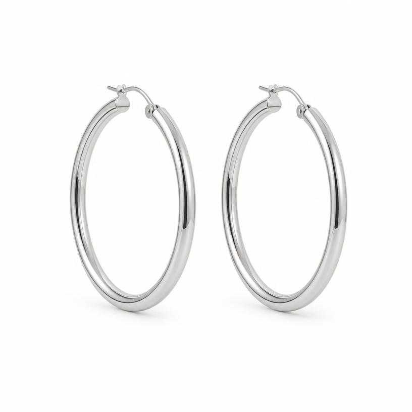 Generated item image of silver large metal hoop earrings