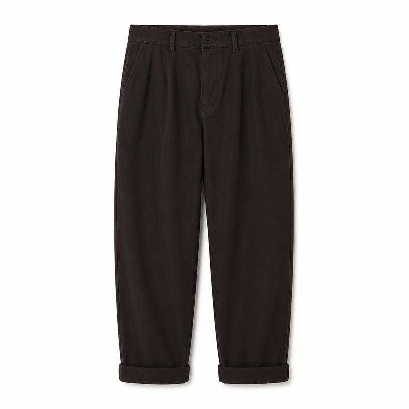 Generated item image of relaxed dark brown cuffed trousers