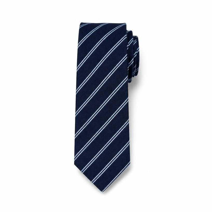 Generated item image of navy diagonal striped woven fabric necktie