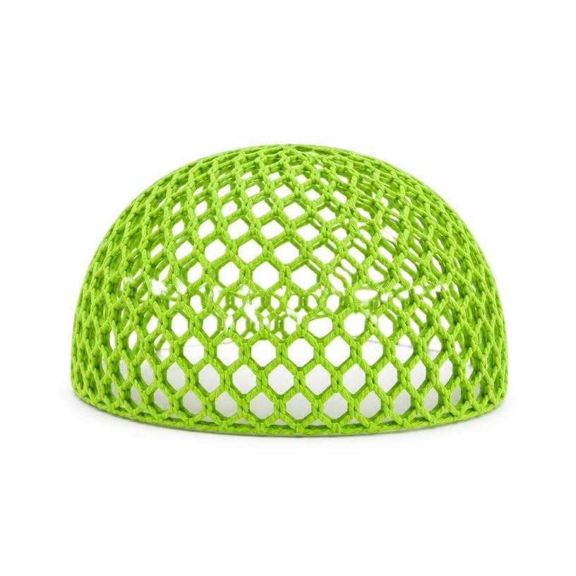 Generated item image of fitted bright lime green skullcap shape open-net mesh mesh cap