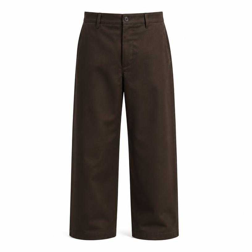 Generated item image of relaxed dark brown straight-leg woven fabric trousers