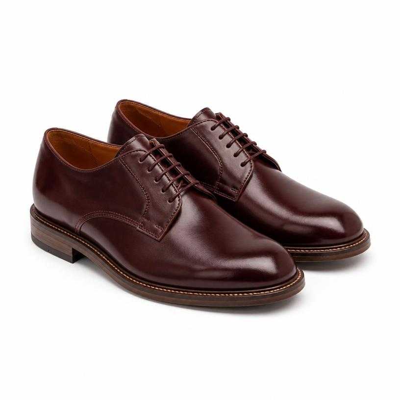 Generated item image of burgundy lace-up leather derby shoes