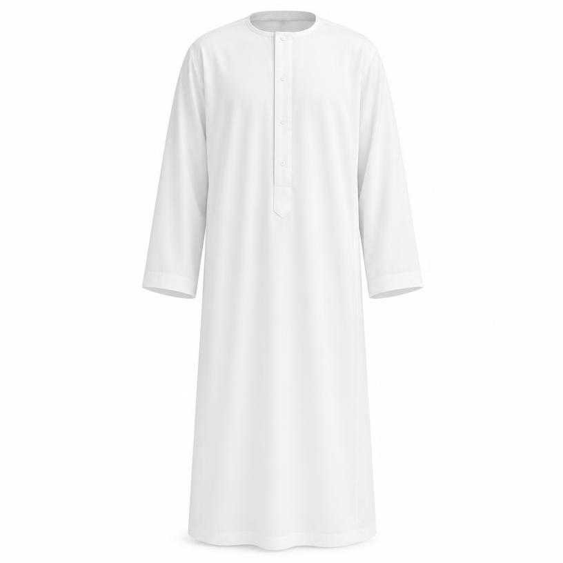Generated item image of relaxed white button detail smooth woven fabric robe