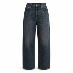 relaxed dark blue high-rise dark wash denim jeans