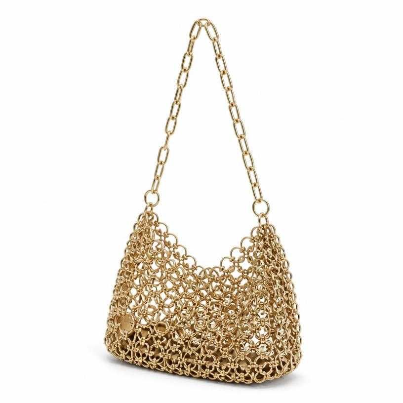 gold small ornate metal chainwork handbag