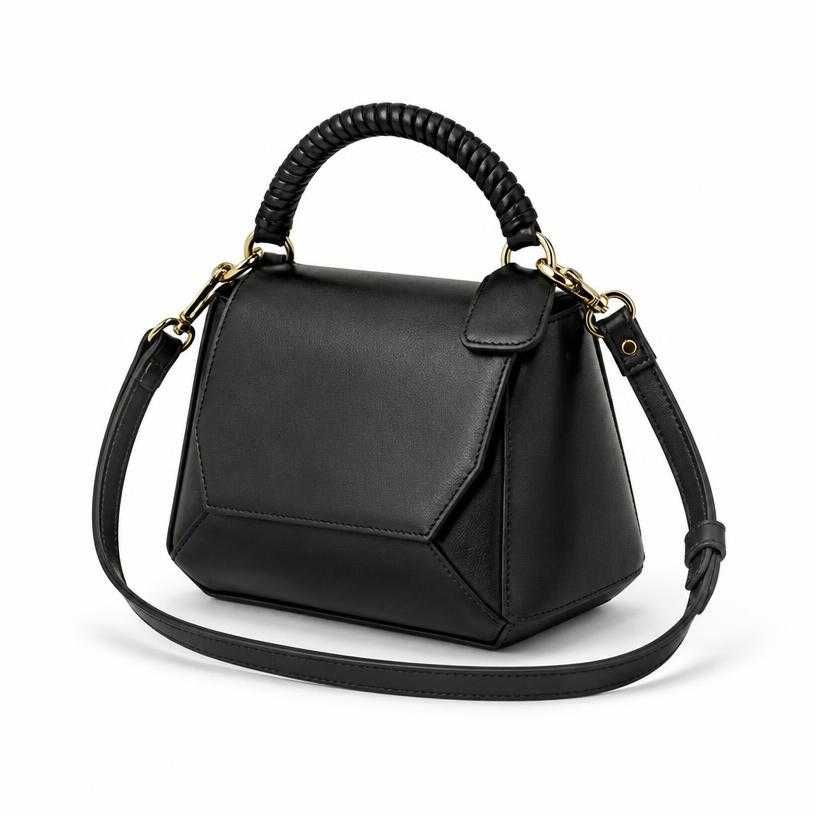black structured leather handbag