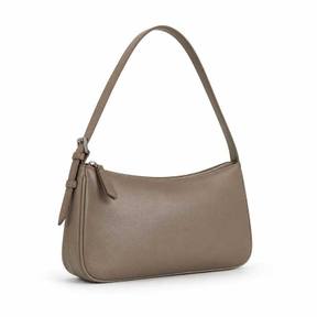 taupe structured leather shoulder bag