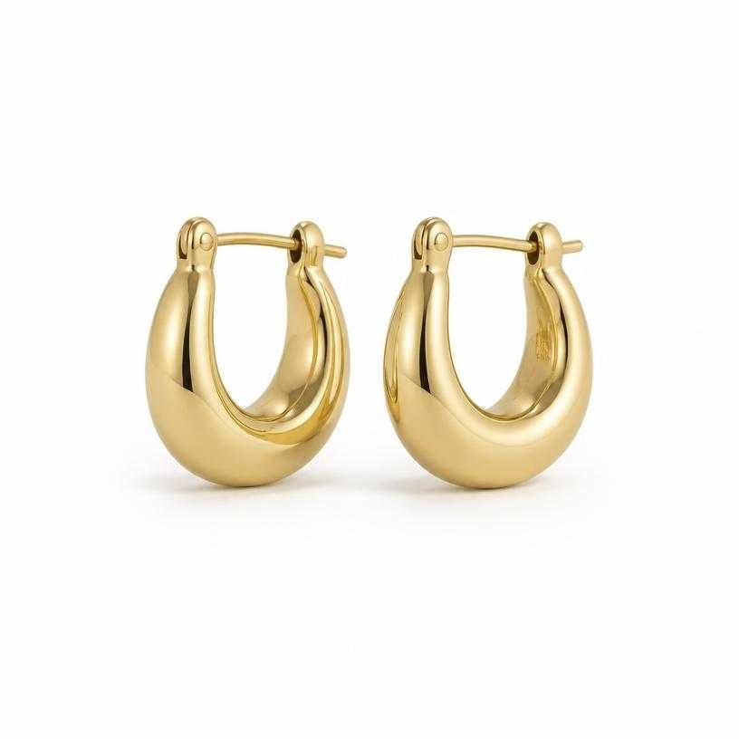 gold small hoop metal earrings
