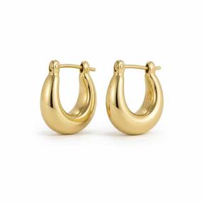gold small hoop metal earrings