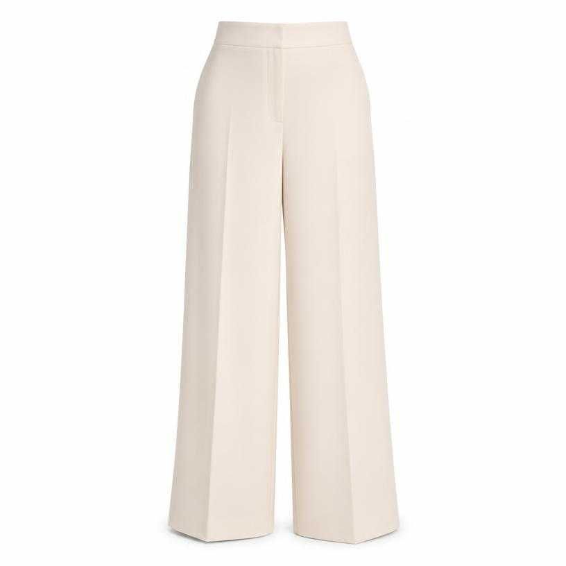 relaxed light cream wide-leg trousers