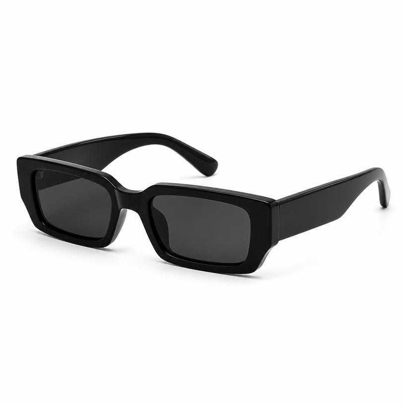 black rectangular frame acetate sunglasses