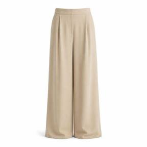 relaxed beige tan draped smooth woven fabric long lower garment