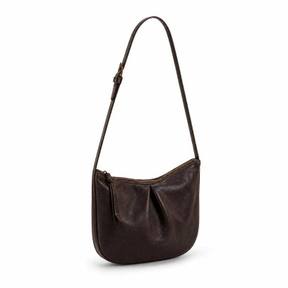 dark brown small leather-like material crossbody bag
