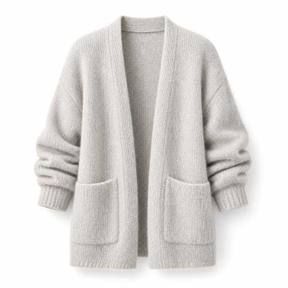 oversized light grey open front fuzzy knit cardigan