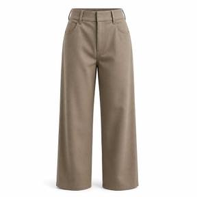 relaxed khaki taupe high-waisted trousers