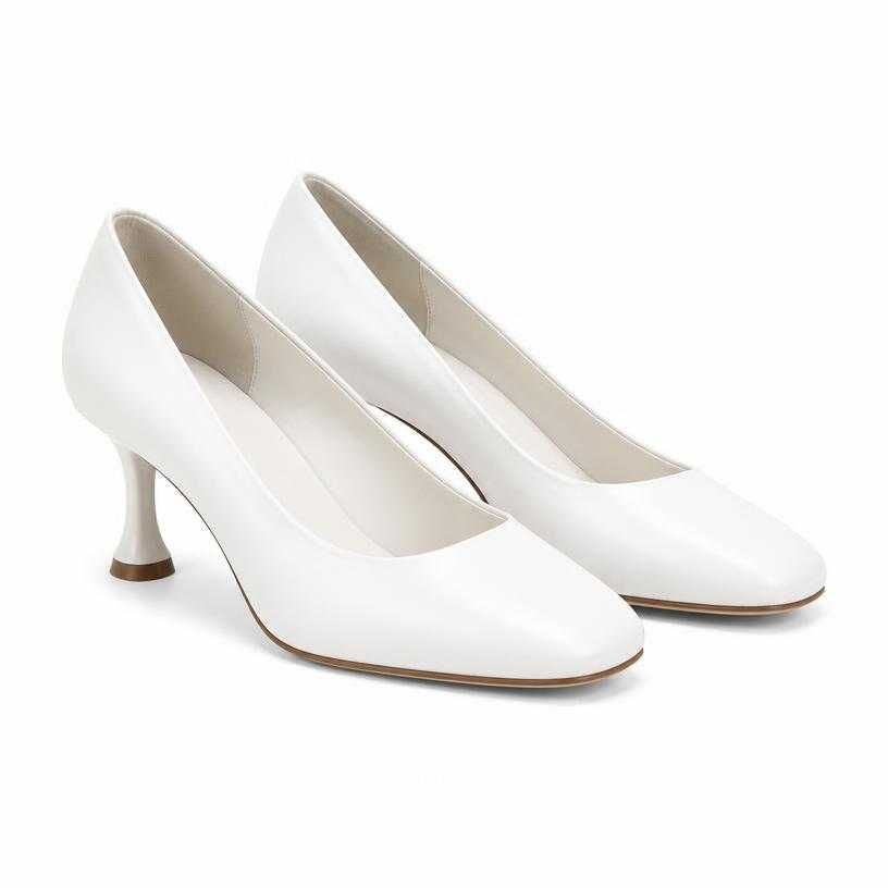 white closed toe pumps