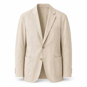 relaxed light beige single-breasted cotton-like woven fabric blazer