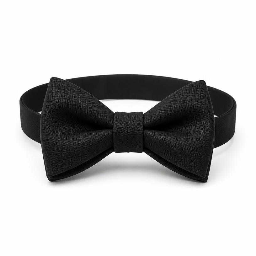 black classic bow woven fabric bow tie