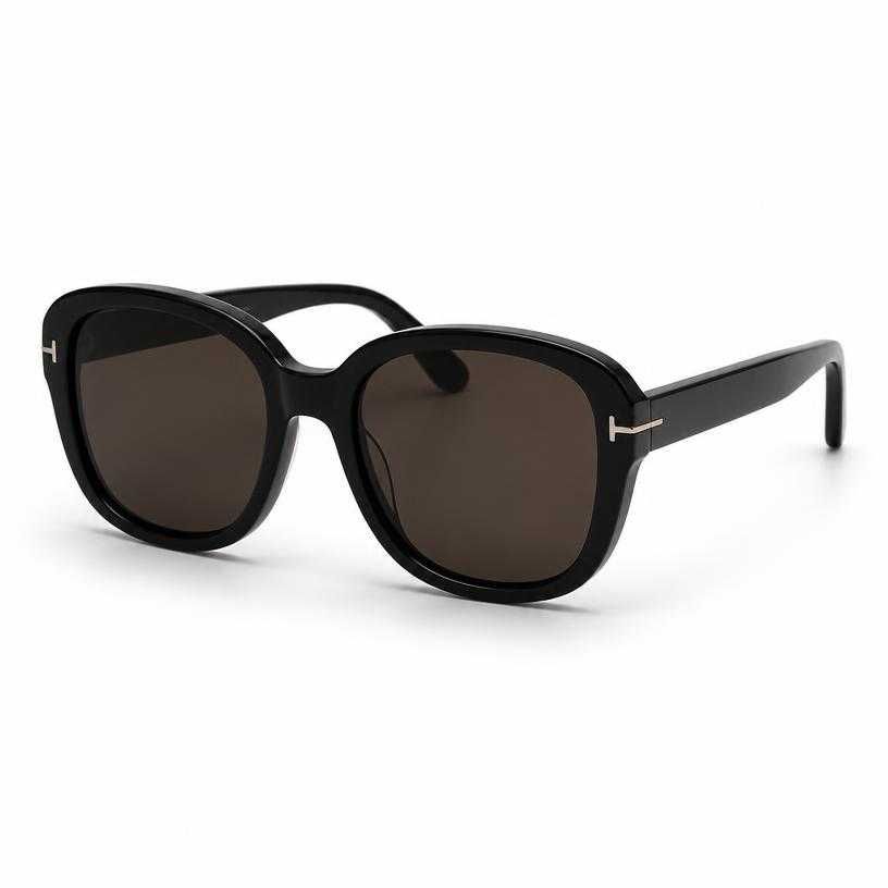 black rounded-square frame acetate sunglasses
