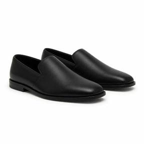 black low-profile leather-like material shoes