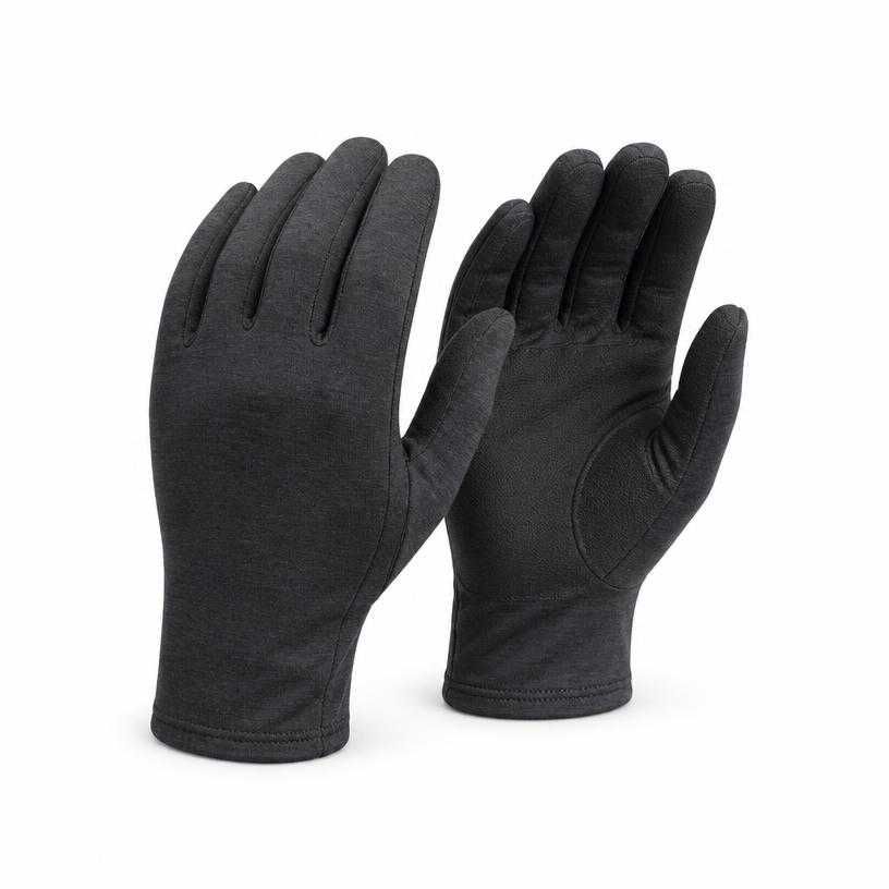 fitted dark grey lightweight technical fabric gloves