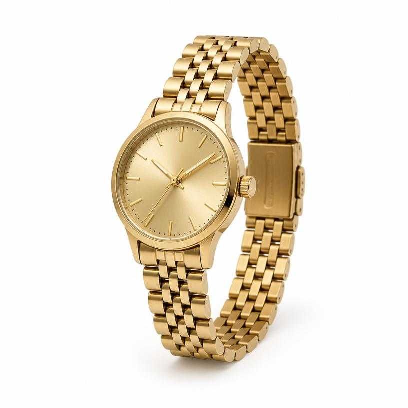 gold-toned bracelet-style band metal watch